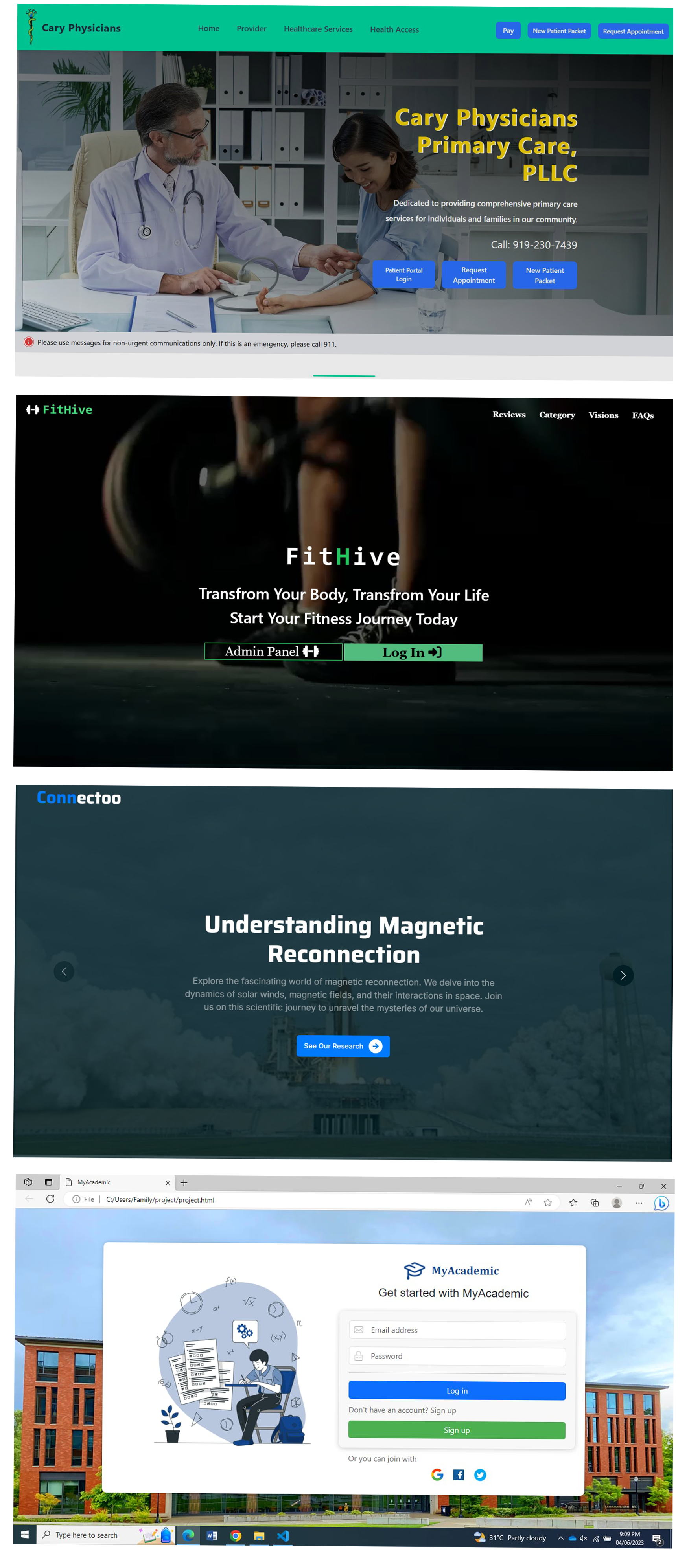 Web development portfolio showcase