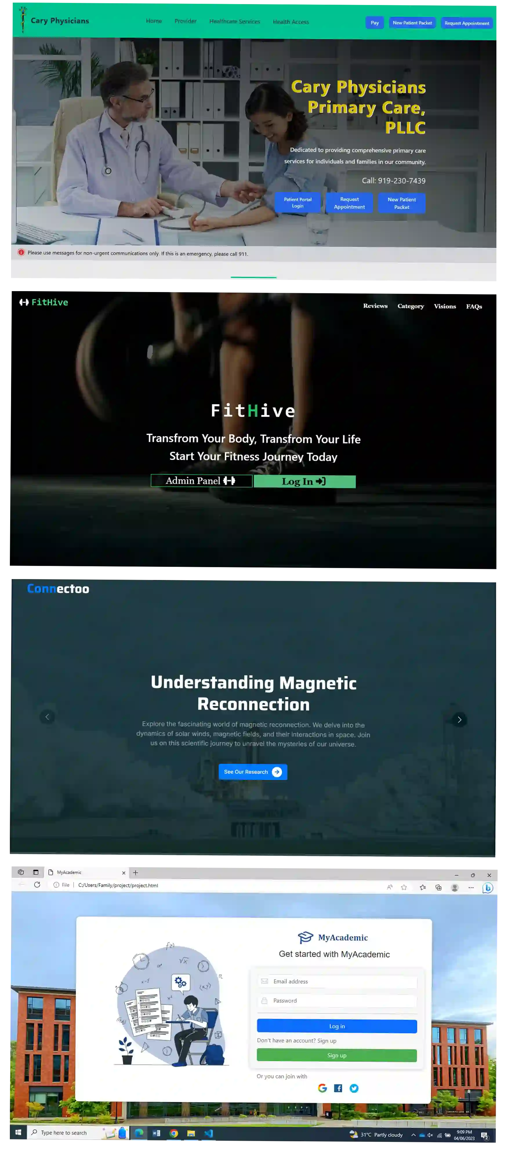 Web development portfolio showcase